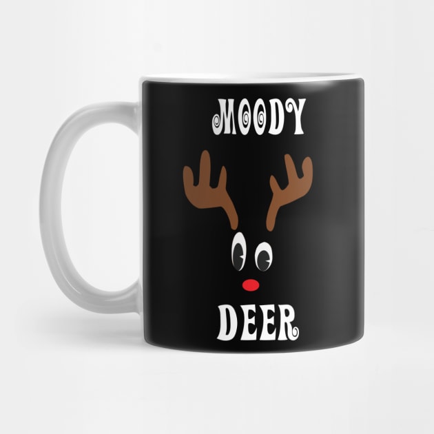 Moody Reindeer Deer Red nosed Christmas Deer Hunting Hobbies Interests by familycuteycom